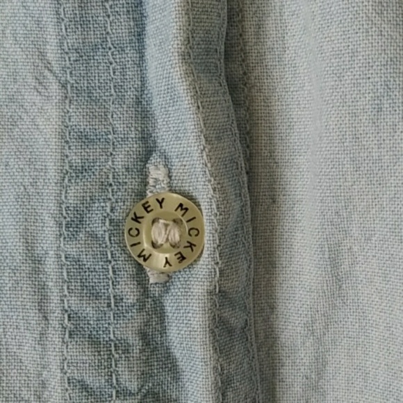 Vintage Mickey Unlimited denim chambray red sz M embroidered‎ button down shirt - Picture 5 of 8